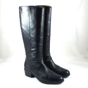 Bussola Ari Black Tall Leather 2" Block  Heel Boots Size 38 / 8